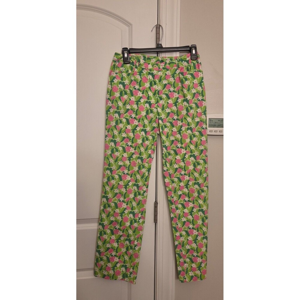 Lilly Pulitzer Vintage Green & Pink Floral-Print Cropped Pants Size 4